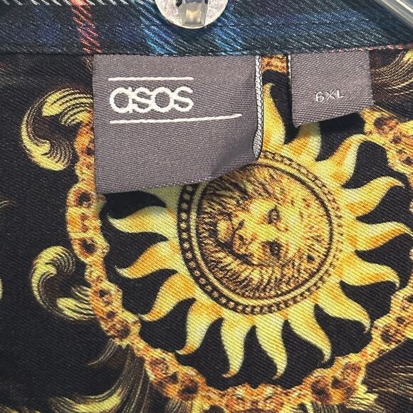 ASOS Mixed Print Button Up Shirt Mens Size 6XL Multicolor Rare Sun Leaf 6X - Picture 5 of 8